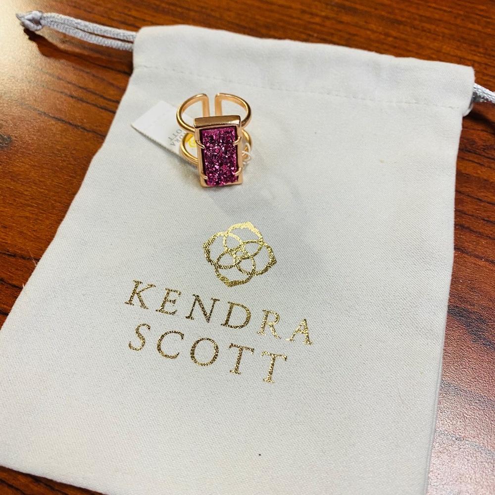 Kendra Scott Lennox Rose Gold Ring - Deep Fuchsia Drusy